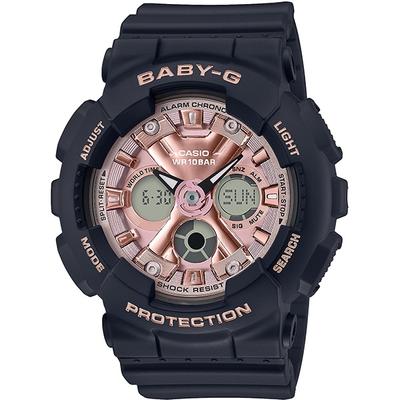 Baby-G BA-130-1A4JF [COLOR EDITION] Круглые часы из черной смолы, цифровые, аналоговые