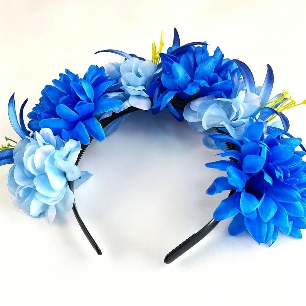 Bright Artificial Marigold Flower Headband Vivid Faux Marigold Floral Headpiece Holiday Gathering