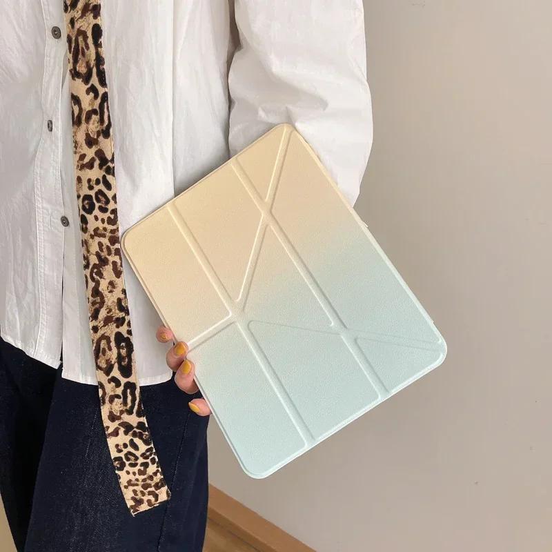 Чехол-книжка с градиентом и подставкой для планшета iPad Air 8 7 6 11 13 M4 M3 M2 12-го A19 11-го 10-го Поколения A16 10.9 Mini 6/7 Ударопрочный чехол