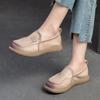 Retro Versatile Women's Shoes Genuine Leather Loafers Round Toe Soft Sole Casual Slip-on Flat Shoes