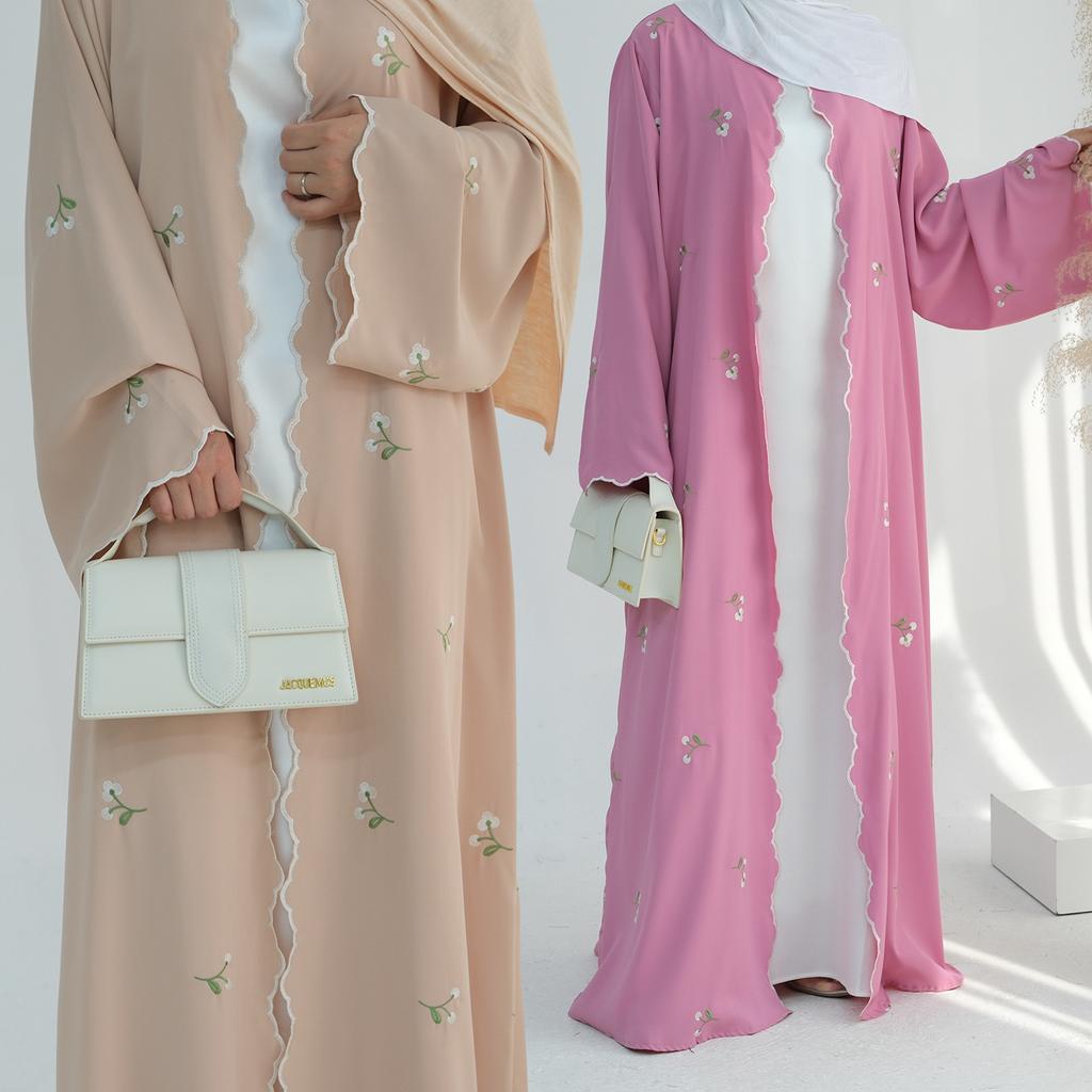 Ид Мусульманская абайя, женское платье-кардиган с вышивкой, абайя, Рамадан, Марокко, Дубай, Джалабия, кафтан, Vestidos, арабский длинный халат