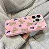 Очаровательный милый узор с мишкой 3D-текстура Чехол для телефона Для iPhone 17 16 15 Pro Max 14 Plus 13 12 11 17Air Голубые бантики Мягкий чехол Funda
