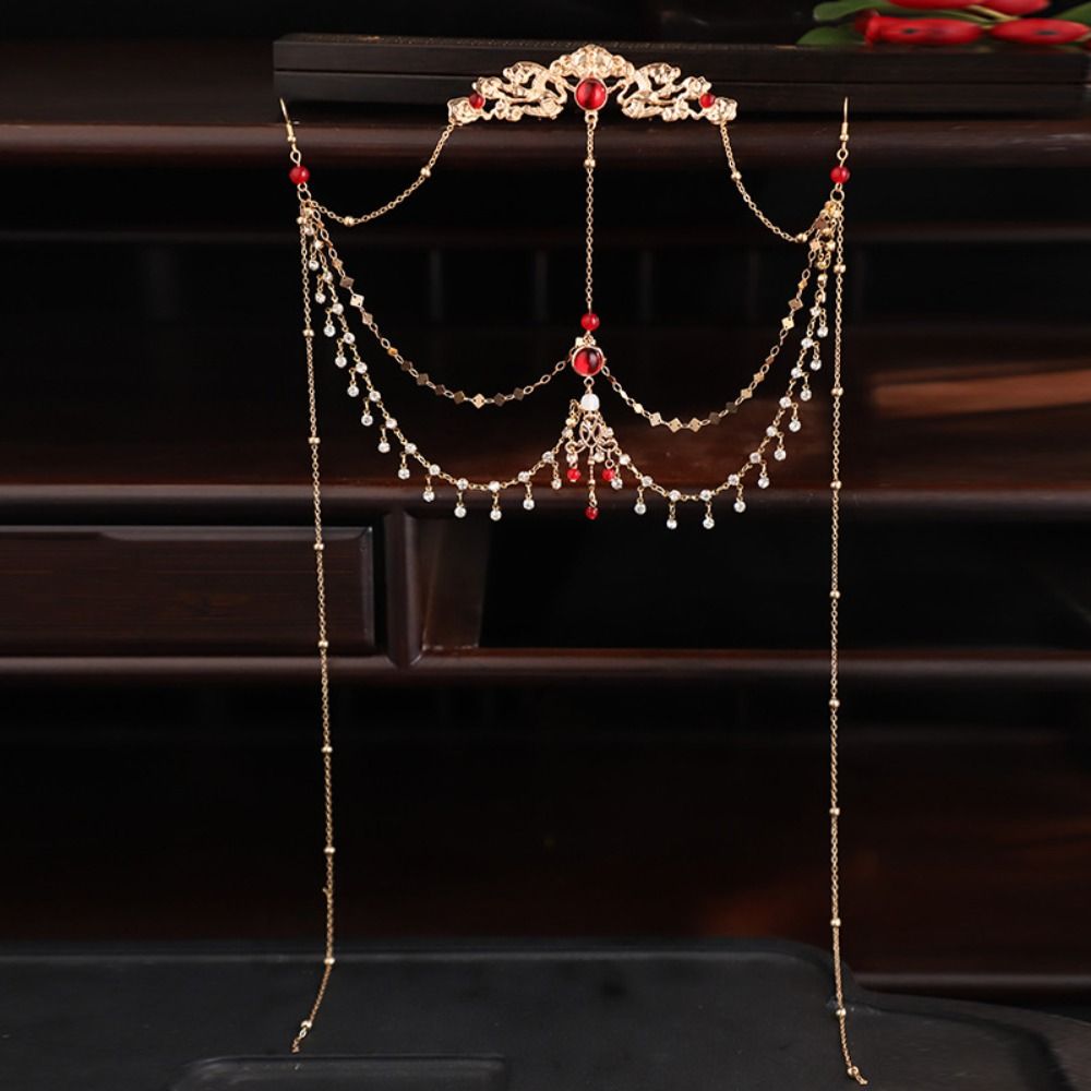 Корона Стразы Головная Цепочка Кисточка Свадебная Повязка на Голову Фея Цепочка на Лоб Ханфу Аксессуары для Волос