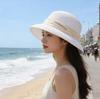 New woven straw hat women's summer sunshade basin hat sunscreen big brim top hat lace decorative beach hat