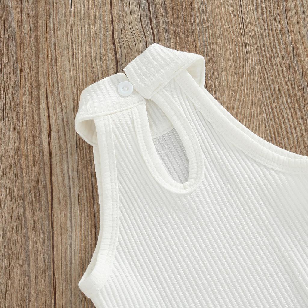 Комплекты из трех предметов для маленьких девочек: однотонные топы без рукавов в рубчик со стоячим воротником + короткие брюки с поясом + небольшая поясная сумка