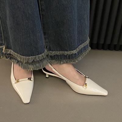 Модные черные женские балетки, сандалии-слингбэки, модные туфли-лодочки с острым носком, мягкая подошва, слипоны, повседневная тонкая обувь, удобная женская рабочая обувь