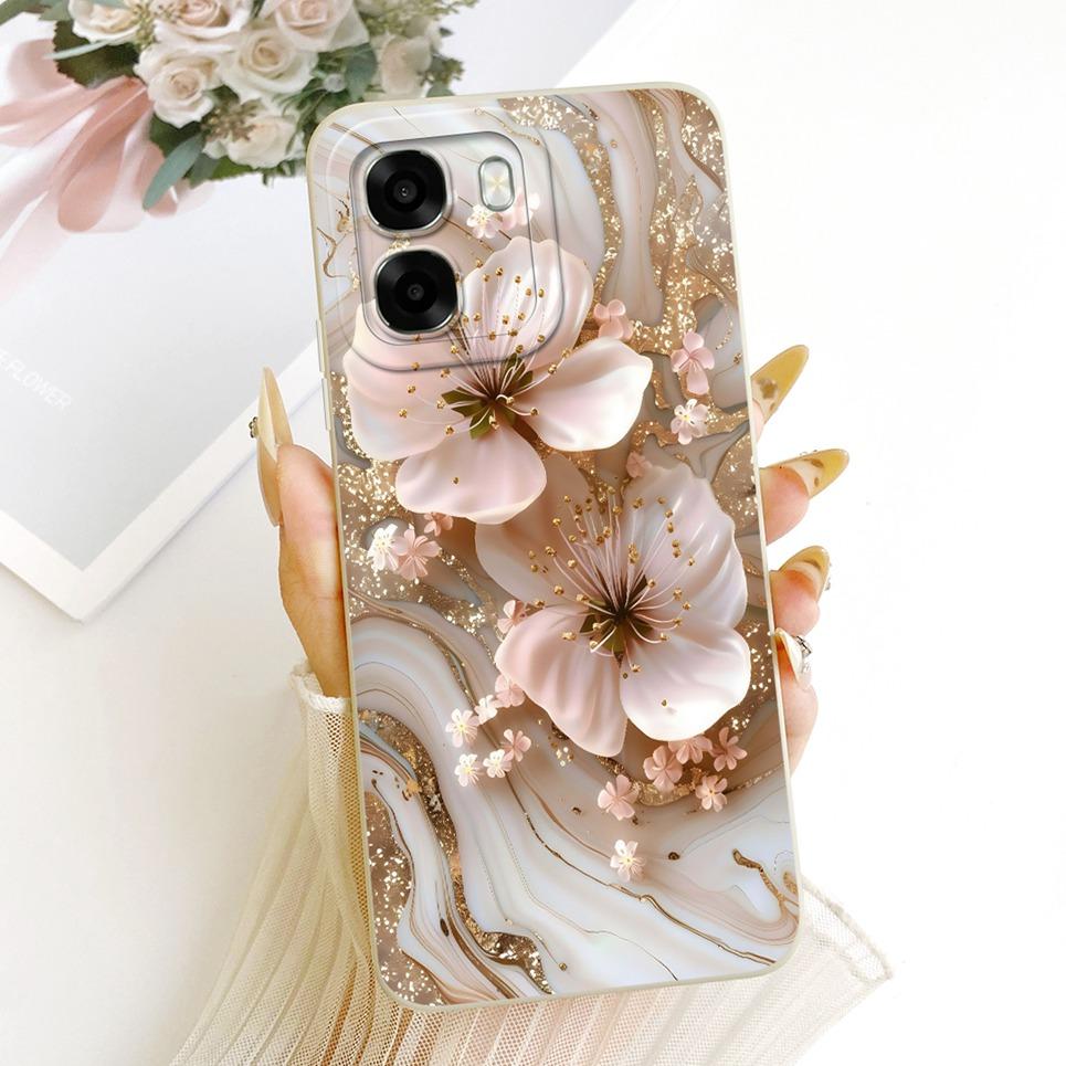 Liquid Silicone Back Cover For Oppo A6t Pro 4G 5G CPH2847 CPH2849 Phone Case Luxury Girly Flower Butterfly Bow Painting Casing