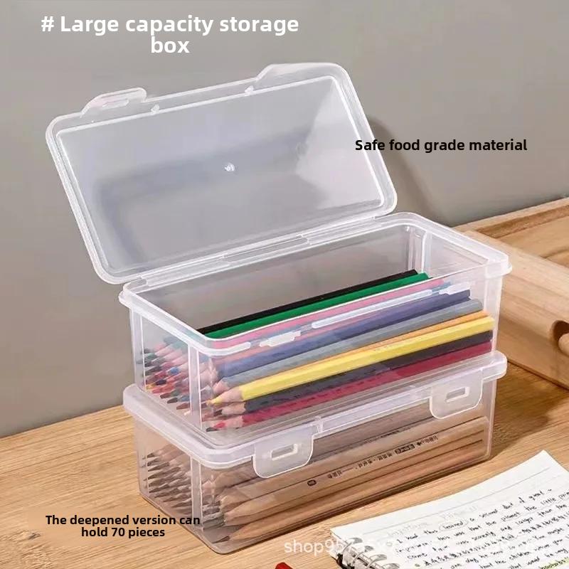 Коробка для хранения карандашей, большая вместимость, прозрачная коробка для хранения канцелярских принадлежностей, держатель для ручек с цветным грифелем, детский карандаш для рисования