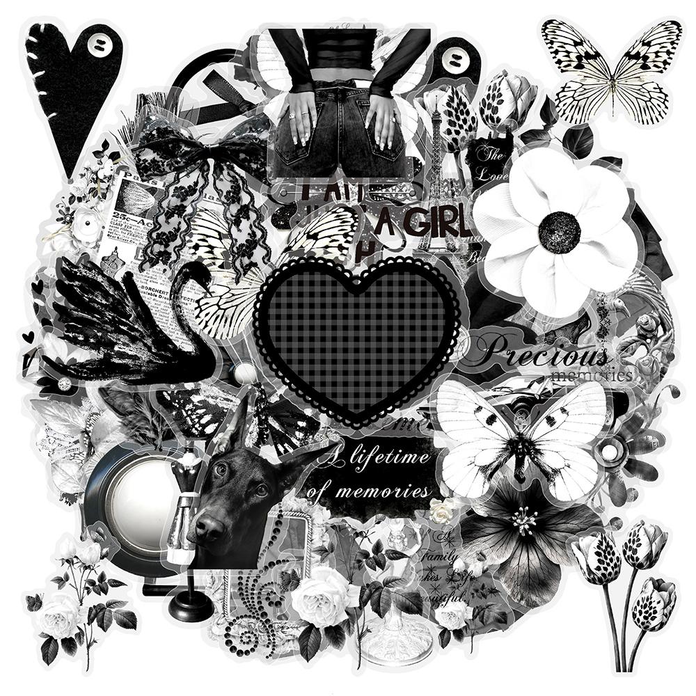 10 30 50Pcs Black White Ins Style Art Cartoon Stickers Aesthetic Decals Diy Motorcycle Motorcycle Notebook Cool Graffiti Sticker