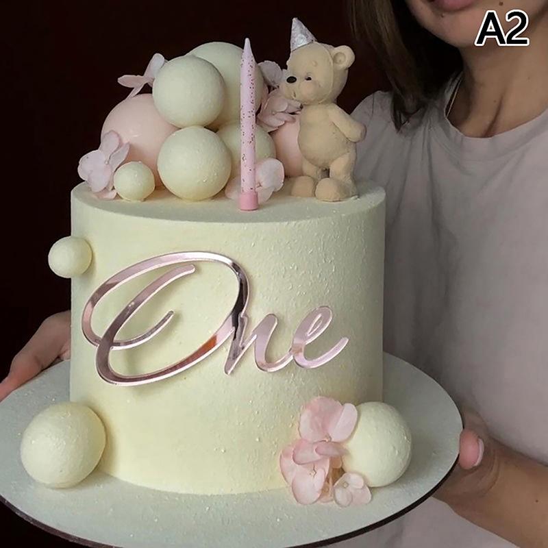 One Happy Birthday Cake Topper Acrylic Rose Gold One Cupcake Topper For Kids