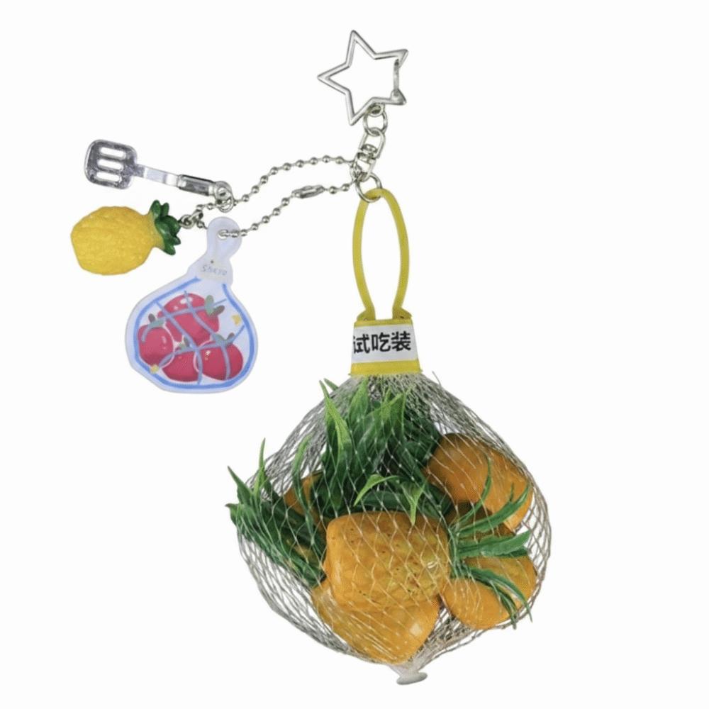 Realistic 3D Red Fruit Key Chain Handmade Style Mini Cluster Fruit Charm Aesthetic Styling