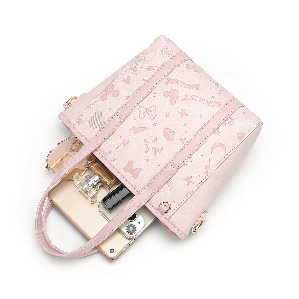 New Disney Mickey PU Tote Shoulder Bag Regular Women's Pink/Ecru DHB41216-A