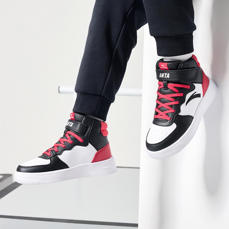 Anta Comfortable Versatile High-Top Kids Skate Shoes Kids Sneakers Black Red White A33038015J-3