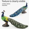 Peacock Figurine 3D Lovely Simulated Feather Animal Solid Model Decoration Plastic Peacock Statue Model Desktop Ornament Model Gift