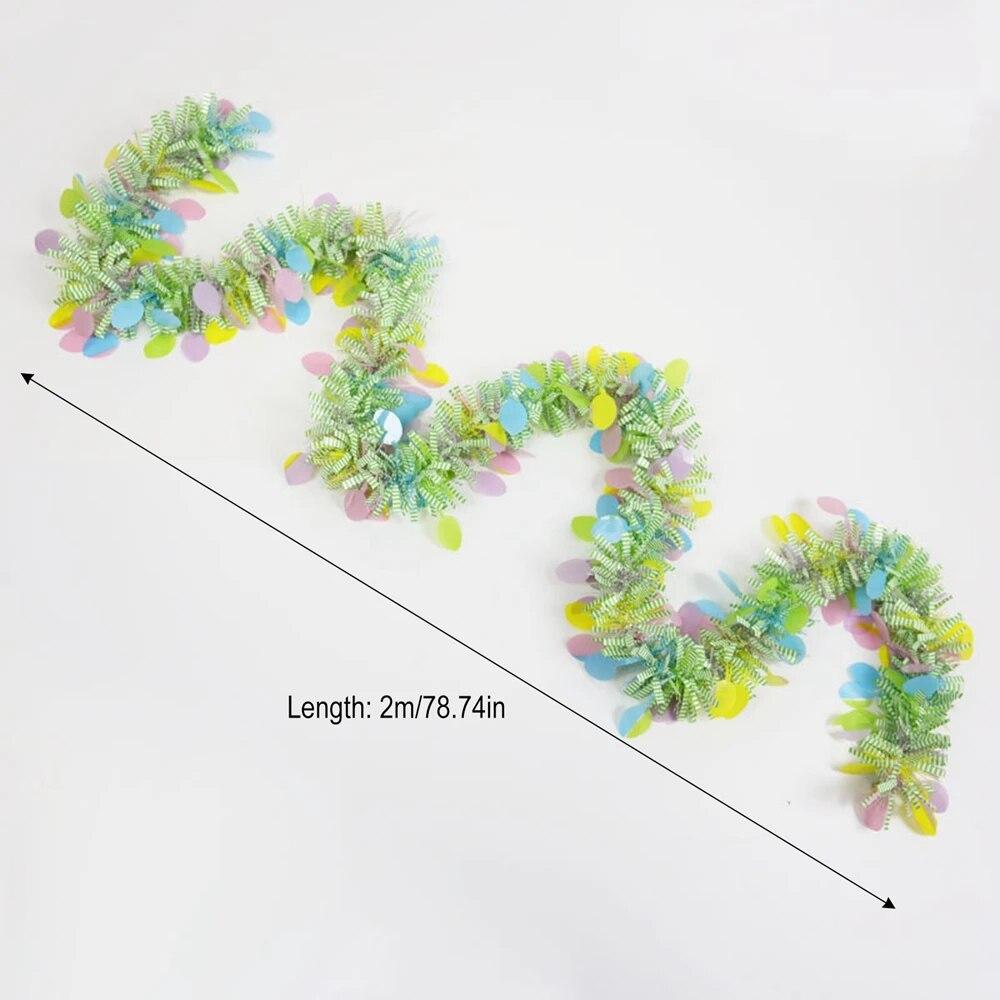 2 м пасхальные гирлянды яйцо пасхальный венок весенняя вечеринка зеленая полоса мишура витая с красочным пасхальным яйцом пасхальный орнамент DIY гирлянда