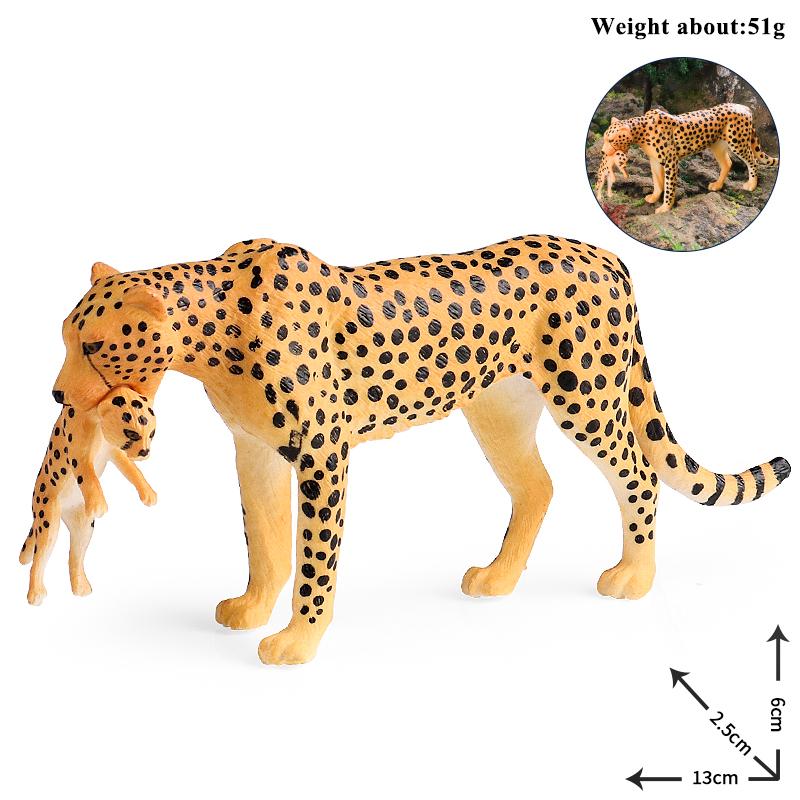 Oenux African Wild Animals Simulation Savage Cheetah Snow Leopard Jaguar Action Figure Figurines PVC Model Educational Kid Toys
