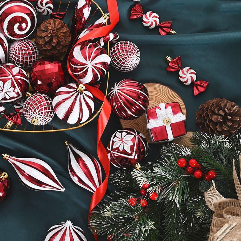 6/8/10cm Christmas Ball Set Plastic Christmas Tree Pendant Crafts Electroplated Ball Room