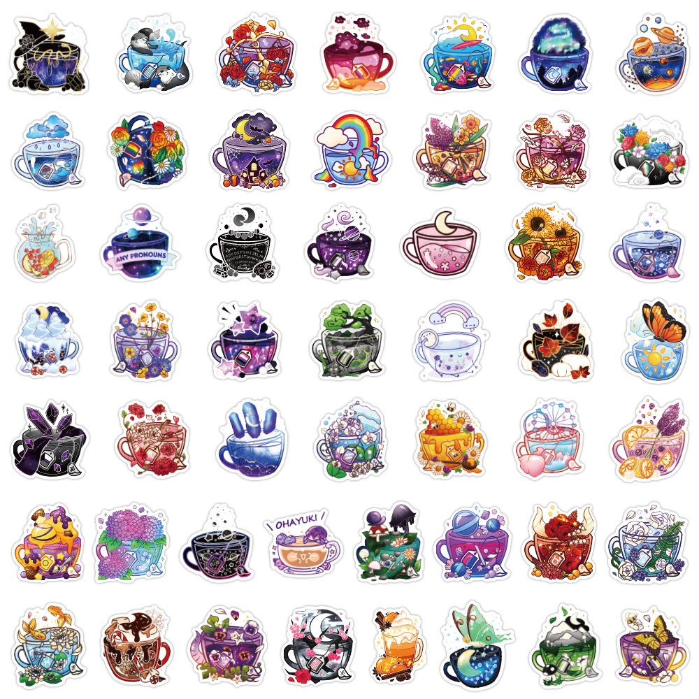 50 Новых Красочных Наклеек Граффити Чайных Чашек Персонализированные Спортивные DIY Скейтборд Чемодан Водонепроницаемые Наклейки
