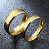 Stainless Steel Couple Rings Gold Colour Simple Women Men Lovers Wedding Zircon Engagement Gifts