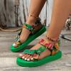 Large Size Platform Sandals Women's Summer New Platform Color Matching Velcro European and American Famous Style Beach Sandals