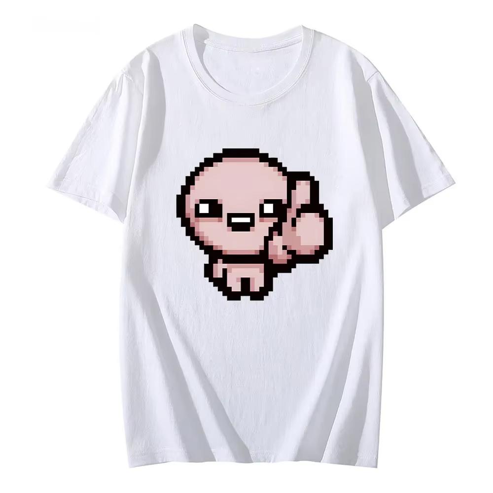 Забавная мультяшная футболка с круглым вырезом, одежда, футболка Binding of Isaac, удобная футболка, рукав, эстетичная одежда, уличная одежда, топы