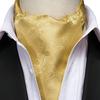 Hi-Tie Золотой свадебный галстук Ascot с нагрудными квадратными запонками, брошь, набор галстуков с узором пейсли для мужчин