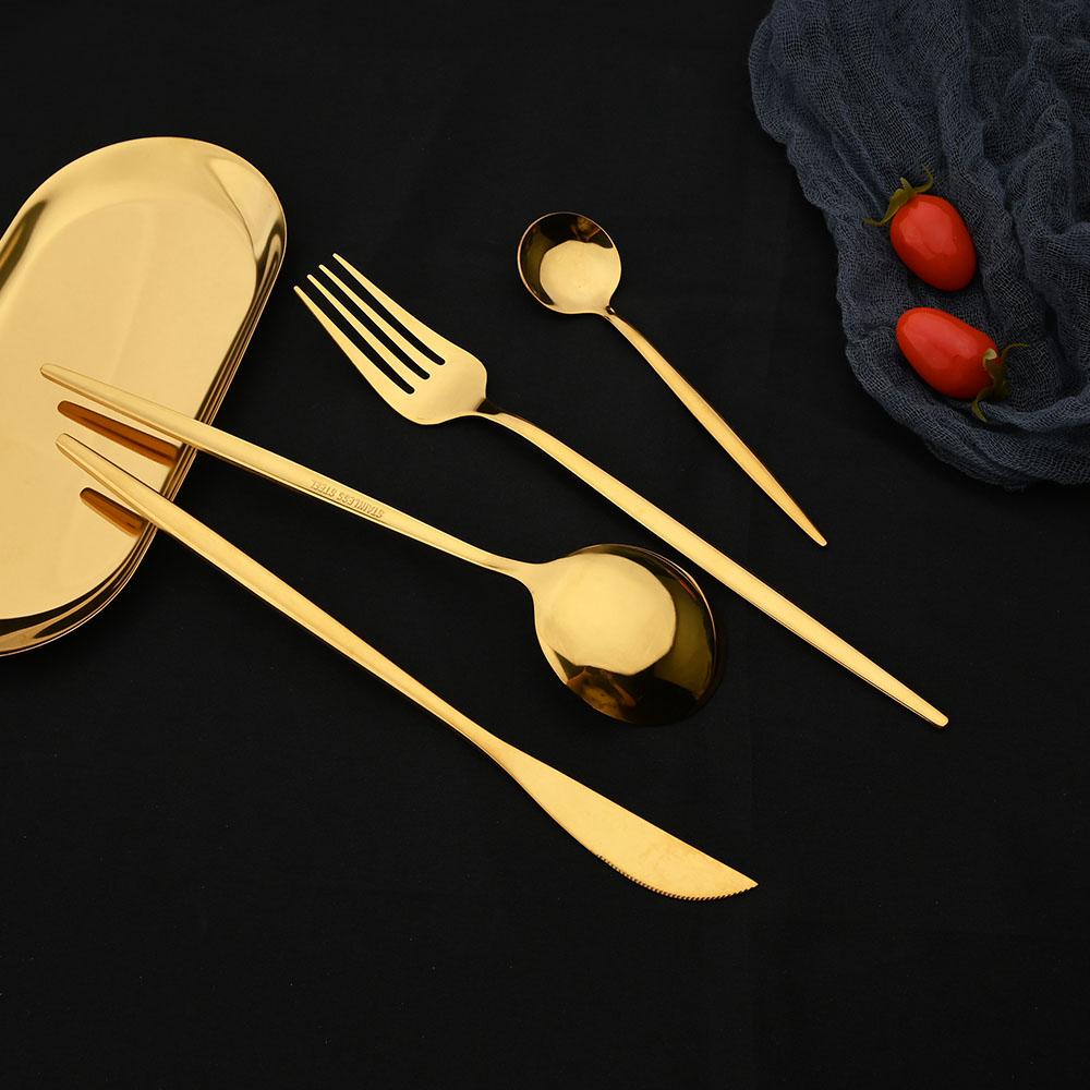 16pcs Pink Gold Dinnerware Tableware Set Mirror Stainless Steel Cutlery Kitchen Knife Fork Spoon Restaurant Wedding Flatware Set