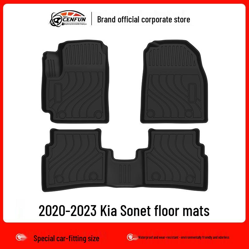 Kia Sonet 2020-2023 TPE Floor and Trunk Mats: Eco-Friendly, Odorless, Waterproof