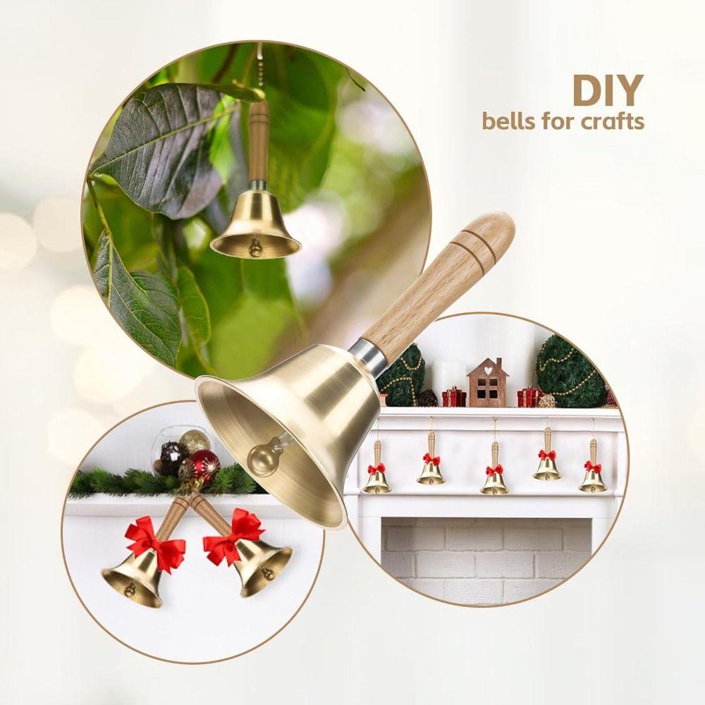 Multi-Purpose Solid Brass Call Bell Wooden Handle Brass Ringing Handbells  Animal Training