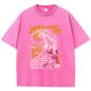 Womans Acid Wash T-Shirts Skeleton Basketballprints Tops Distressed Crewneck Oversized Cotton Tee Shirts Trend Clothes