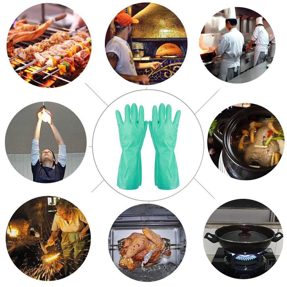 5 пар многоразовых нитриловых перчаток, устойчивых к растворителям, кислотам и щелочам, для дома, работы, лаборатории, защита рук, длина 32 см