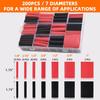 200pcs Wire Heat Shrink Tubing Kit 3:1 Ratio Adhesive Lined, a resistant Shrink Wrap - Automotive Industrial Heat-Shrink Tubing