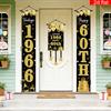 Happy 60th Birthday Porch Sign Golden Black Polyester Indoor Outdoor Decor