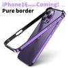 Aluminum Alloy Solid Color Frame Phone Case For iPhone 16 15 Pro Max 14 13 12 11 Frame-less Shockproof Inside Silicone Anti-Fall Corners Bumper Cover