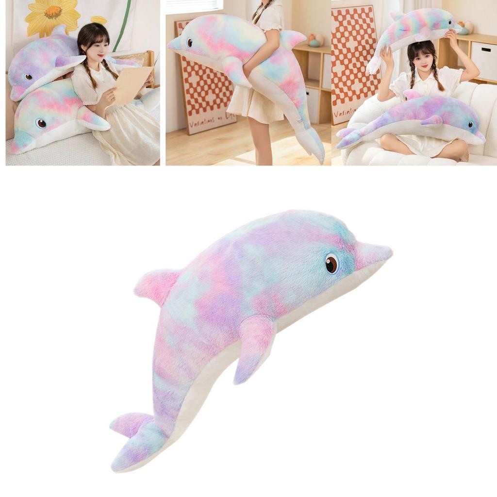 Rainbow Dolphin Plush Toy With Sleep Pillow For Kids Bedtime And Play