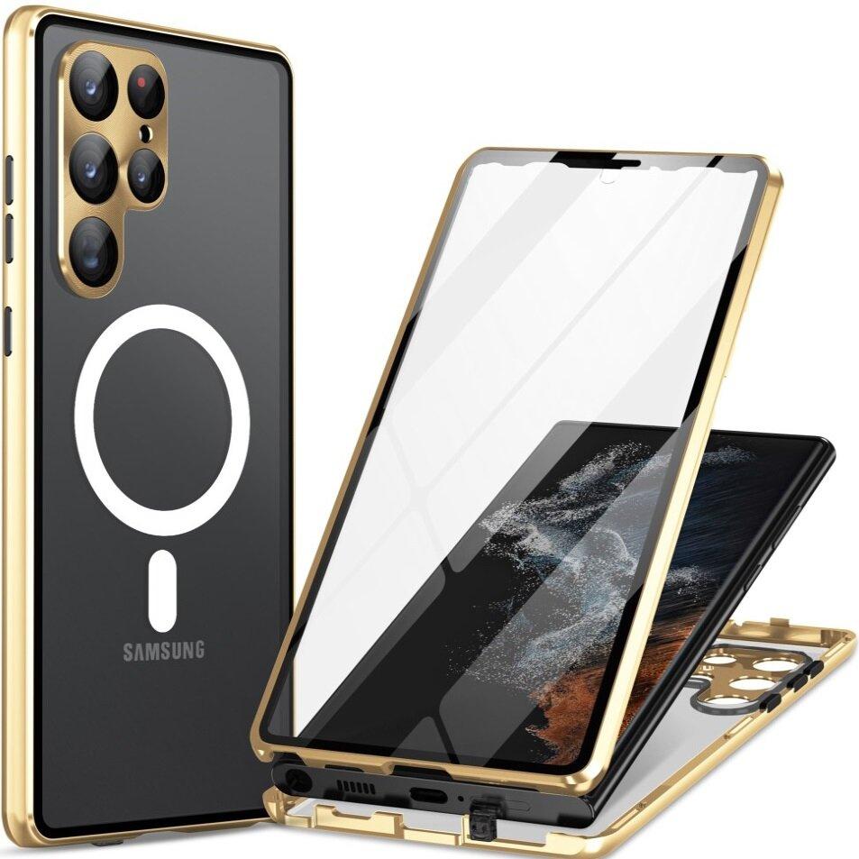 Magnetic Dual Glass MagSafe Case for Samsung Galaxy S24 Ultra, Gold