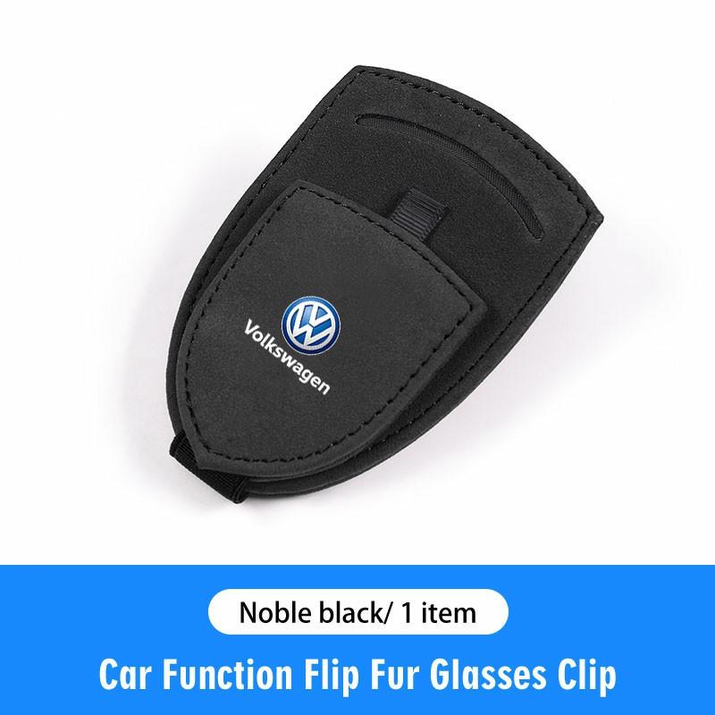 T31Volkswagen Car Sun Visor Sunglasses Holder PU Leather Glasses Clip For Passat b6 Golf Amarok T5 Phaeton ID3 Tiguan Auto Interior