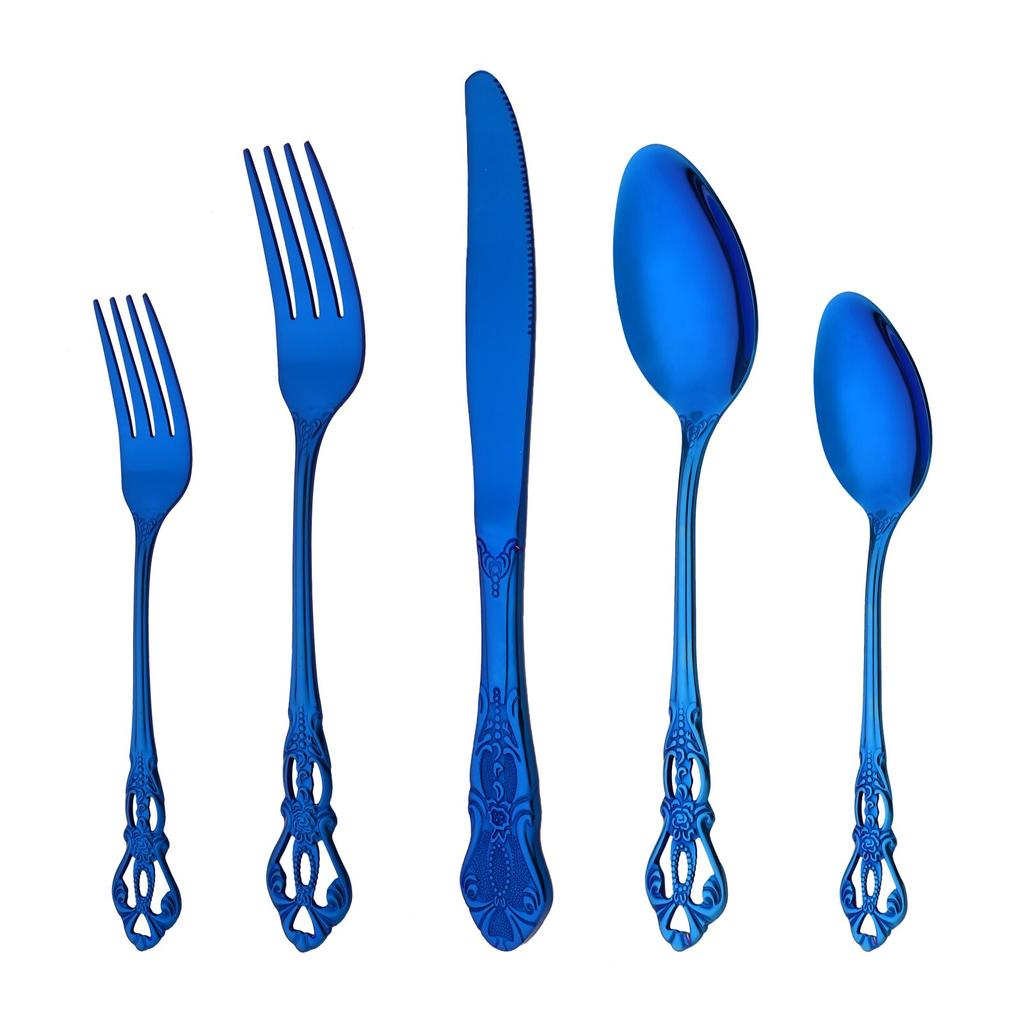 5 шт./компл. набор посуды «Радуга», столовая посуда из нержавеющей стали, королевский нож, десертная вилка, ложка, столовые приборы, набор столовых приборов в стиле вестерн, набор столовых приборов на 1 шт.