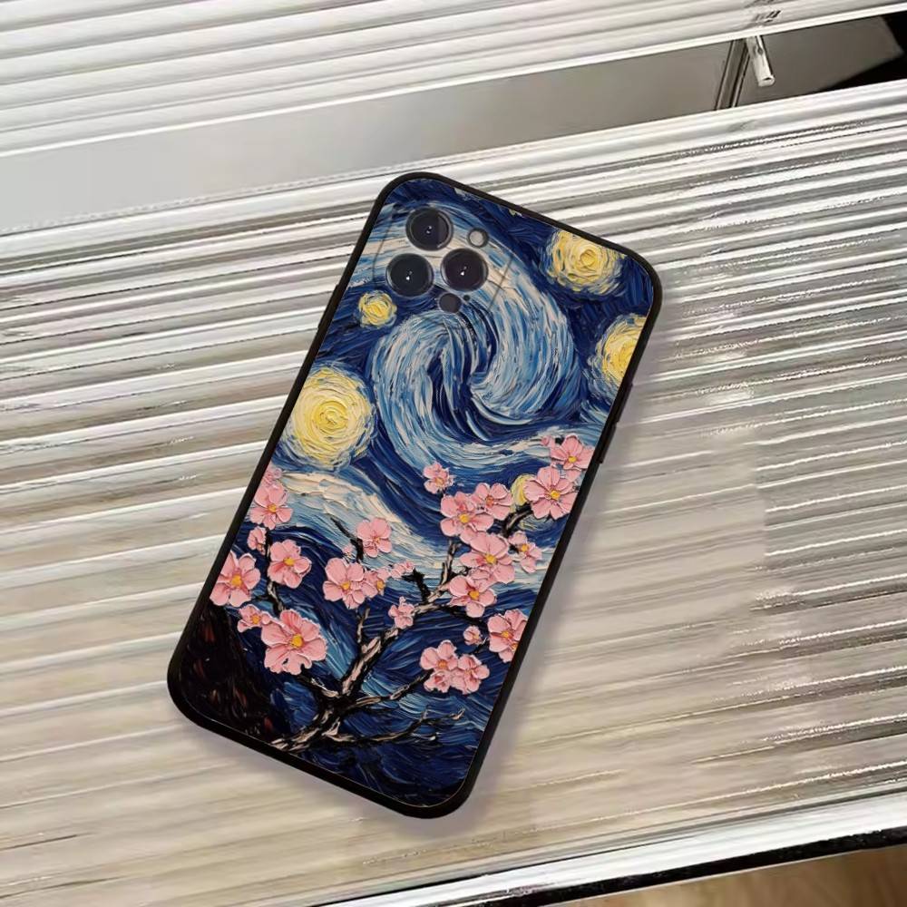 Чехол для телефона Van Gogh A-Art Эстетичный Для iPhone 17, 16,15,14,13,12,11 Plus,Pro Max, Других Мягкий Черный Чехол