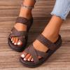 New Spring and Summer Platform Women's Sandals Large Size Platform Casual Woven Cross-strapped Women's Slippers
