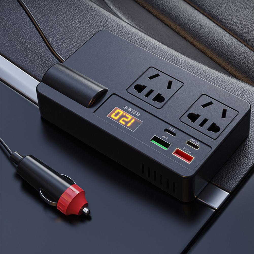 Автомобильный инвертор DC 12V/24V в AC 220V преобразователь ВКЛ/ВЫКЛ USB/PD/Type-C адаптер для зарядки питания X2K9