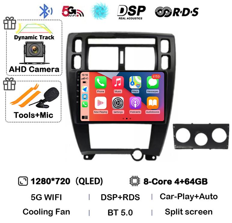 Android 14 Carplay Auto WIFI+4G Для Hyundai Tucson 2004 2005 2006 2007 2008 2009 Автомагнитола Мультимедийный Стерео Видеоплеер GPS BT