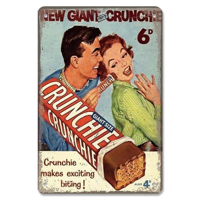 Vintage Candy Chocolate Metal Plates Cream Milk Chocolate Poster Metal Plaque Tin Sign For Kitchen Cafe Dining Room Wall Decor