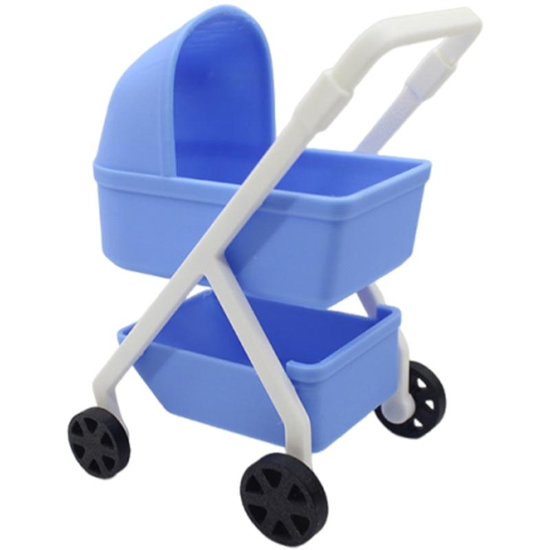 1/12 Doll House Baby Stroller Model Figurine Doll House Nursery Room Decoration Scene Display Accessory for Craft Model