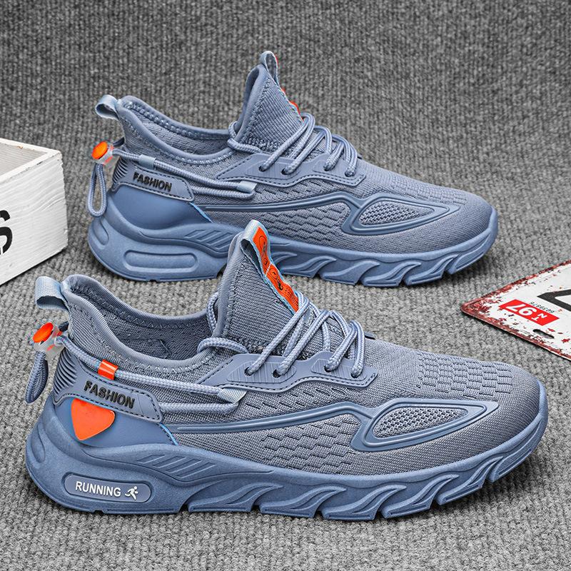Men's Shoes Autumn Wear Thin Fly-woven Mesh Breathable Casual Versatile Sports Youth Soft Sole Wear-resistant Dad Shoes