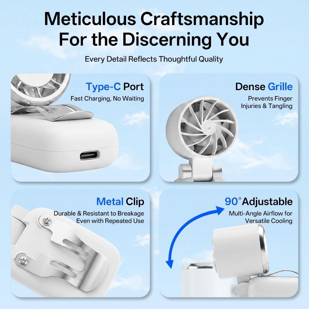 Foldable Lightweight Body Mini Cooling Fan Long Lasting Battery Turbine Small Fan Home Use