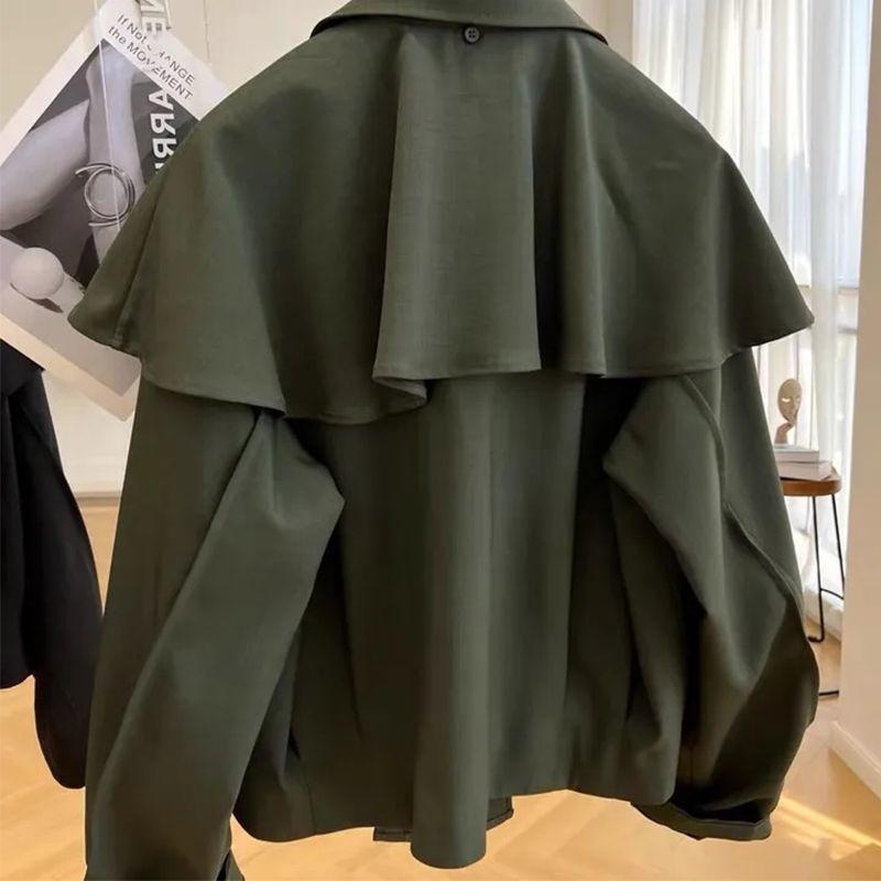Весенне-осеннее повседневное короткое пальто, женский корейский свободный плащ с длинными рукавами, женская верхняя одежда