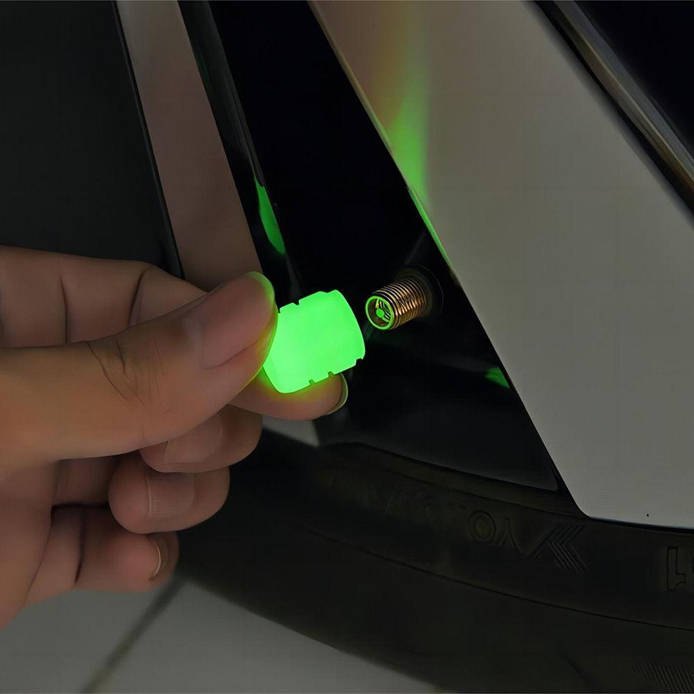 8Pcs Self-luminous Glowing Tire Valve Caps Super Bright Tyre Valve Stem Cover Motorcycle Wheel