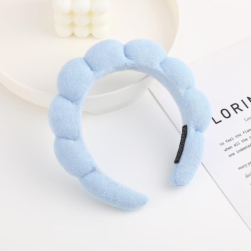 Однотонная headband с облачным губчатым наконечником, моющая резинка для волос, пушистая headband для мытья лица, макияжа, душа, ухода за кожей, повязка на голову