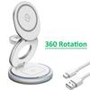 Вращающаяся на 360 градусов магнитная беспроводная зарядная подставка 3 в 1 для iPhone 15 14 13 12 Pro Max Watch Airpods Быстрая зарядная станция
